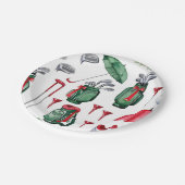 Golfuitrusting Kerst Decoratie golfer feest Papieren Bordje (Gekanteld)