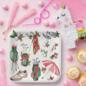 Golfuitrusting Kerst Decoratie golfer feest Papieren Bordje (Feest)