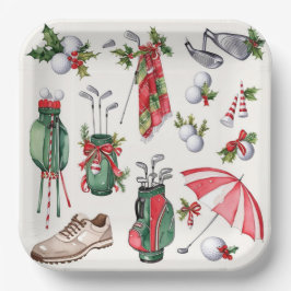 Golfuitrusting Kerst Decoratie golfer feest Papieren Bordje