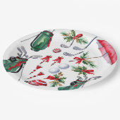 Golfuitrusting Kerst Decoratie golfer feest Papieren Bordje (Gekanteld)