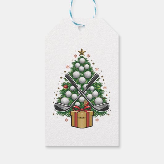 Golfuitrusting Kerstboom Kerst Golf Cadeaulabel (Achterkant)