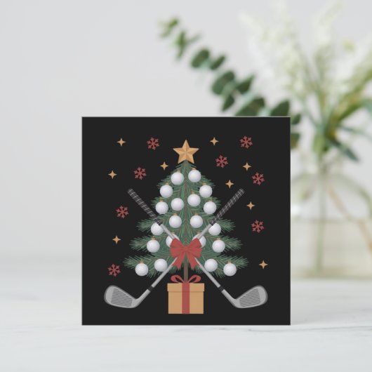 Golfuitrusting Kerstboom Kerst Golf Feestdagenkaart (Staand voorkant)