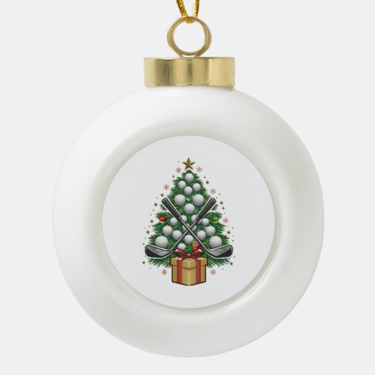 Golfuitrusting Kerstboom Kerst Golf Keramische Bal Ornament (Voorkant)