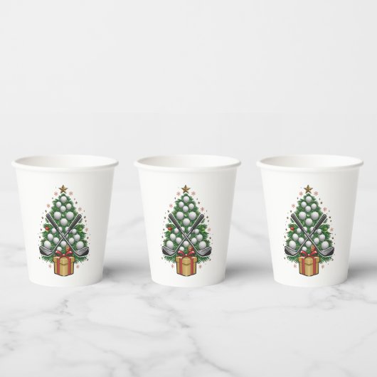 Golfuitrusting Kerstboom Kerst Golf Papieren Bekers (Multi)