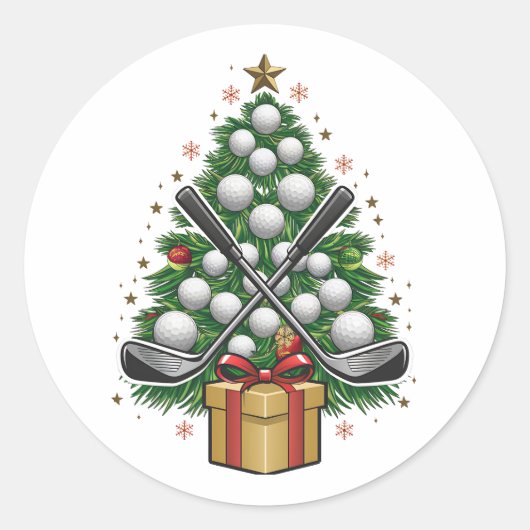 Golfuitrusting Kerstboom Kerst Golf Ronde Sticker (Voorkant)