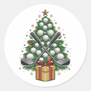 Golfuitrusting Kerstboom Kerst Golf Ronde Sticker