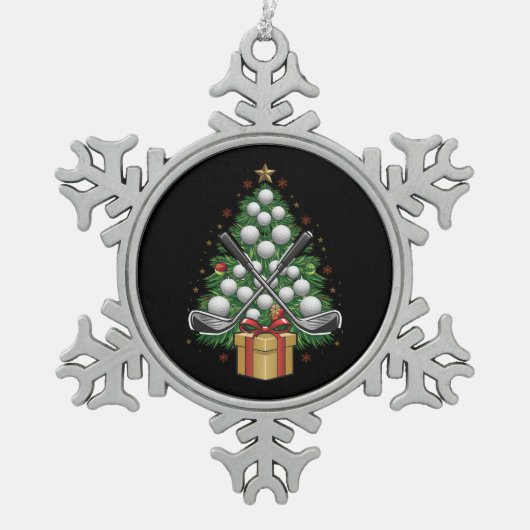 Golfuitrusting Kerstboom Kerst Golf Tin Sneeuwvlok Ornament (Voorkant)