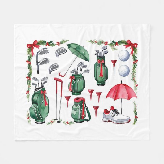 Golfuitrusting Kerstdecoratie voor golfer Fleece Deken (Voorkant (Horizontaal))