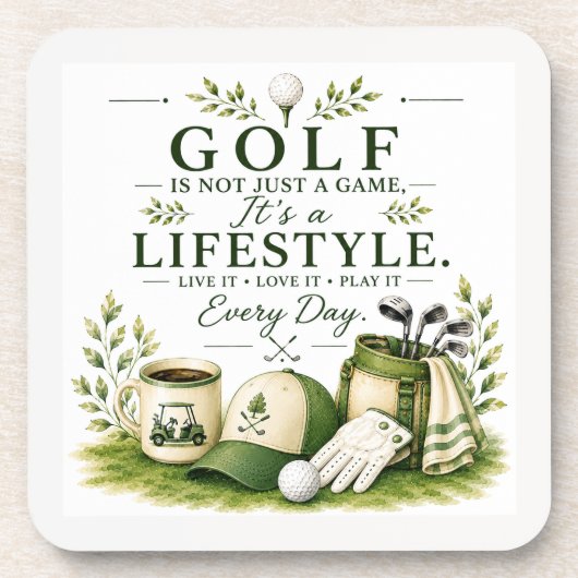 Golfuitrusting met tekst op groen bier onderzetter (Voorkant)