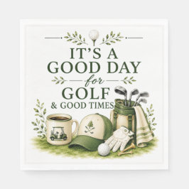 Golfuitrusting met tekst op groen servet