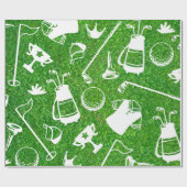 Golfuitrusting op groene gras achtergrond cadeaupapier (Vlak)