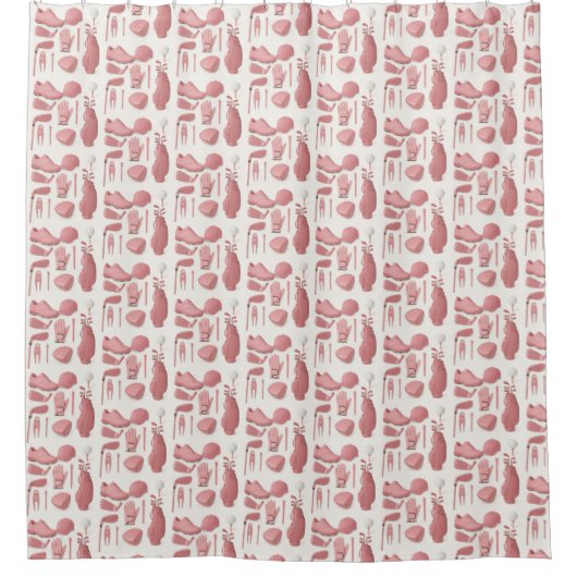 Golfuitrusting voor Lady Golfer Roze thema Douchegordijn (Voorkant)