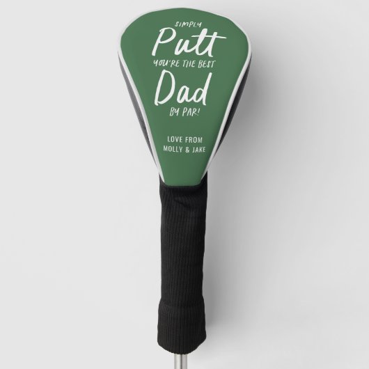 Golfvader moderne groene typografie grappig golfheadcover (Voorkant)