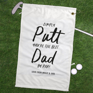 Golfvader moderne zwarte witte typografie grappig golfhanddoek