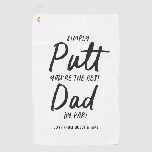 Golfvader moderne zwarte witte typografie grappig golfhanddoek (Voorkant)