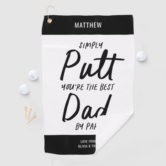 Golfvader moderne zwarte witte typografie grappig golfhanddoek (Insitu)