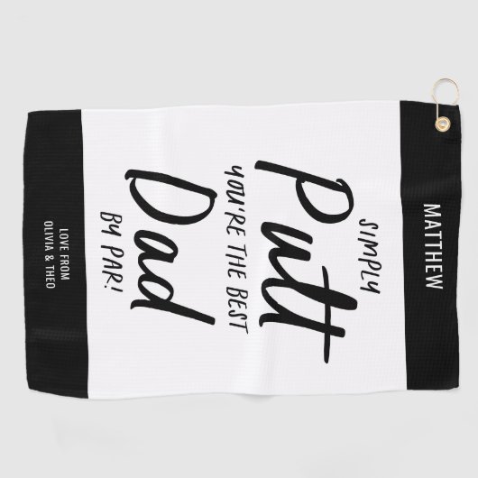 Golfvader moderne zwarte witte typografie grappig golfhanddoek (Horizontaal)
