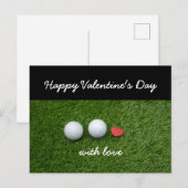 GolfValentijnsdag met golfbal en rood hart Feestdagenkaart (Voorkant / Achterkant)