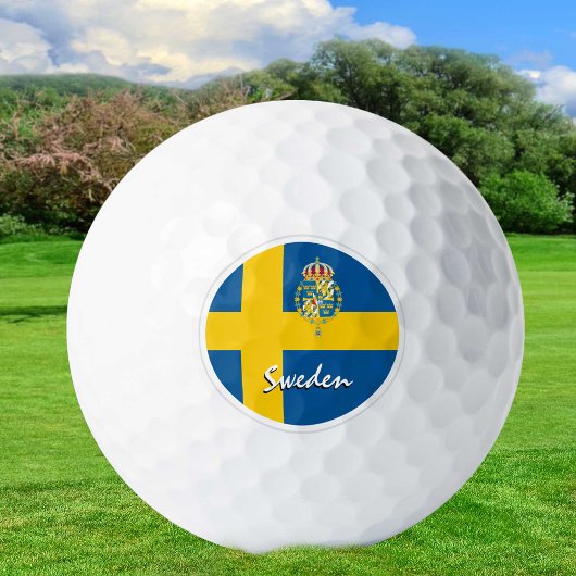 Golfvaren Zweden en Zweedse vlag/Golfbal Golfballen