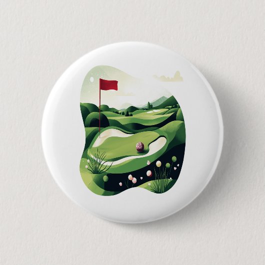 Golfveld spelen ronde button 5,7 cm (Voorkant)