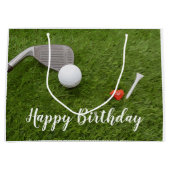 Golfverjaardag met golfbal en liefdesvorm groot cadeauzakje (Voorkant)