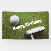 Golfverjaardag met golfbal en rotter op groen spandoek
