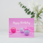 Golfverjaardag met golfbal en roze lint kaart (Staand voorkant)