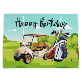 Golfverjaardag met golfkar waterverf groot cadeauzakje