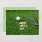 Golfverjaardag met liefde en golfbal & zandwig briefkaart (Voorkant / Achterkant)