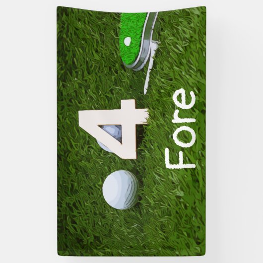 Golfverjaardag voor golfer 4 jaar oude golfer spandoek (Verticaal)