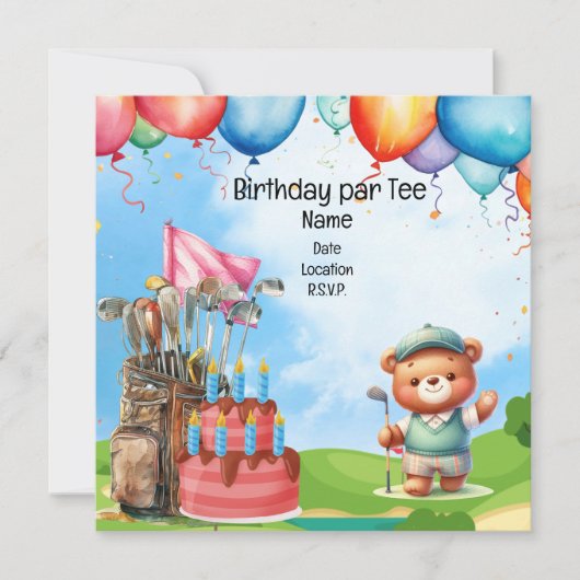 Golfverjaardag voor kind golffeest kaart (Voorkant)