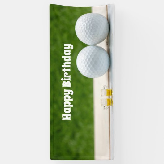 Golfverjaardagsbanner met golfballen en bier spandoek (Verticaal)