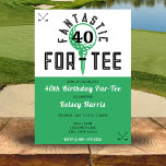 Golfverjaardagsfeest voor 40e Bday-T-shirt Kaart<br><div class="desc">Groen,  zwart en wit golf thema 40e verjaardag uitnodiging. Personaliseer het met uw evenementengegevens.</div>