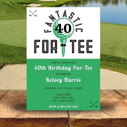 Golfverjaardagsfeest voor 40e Bday-T-shirt Kaart