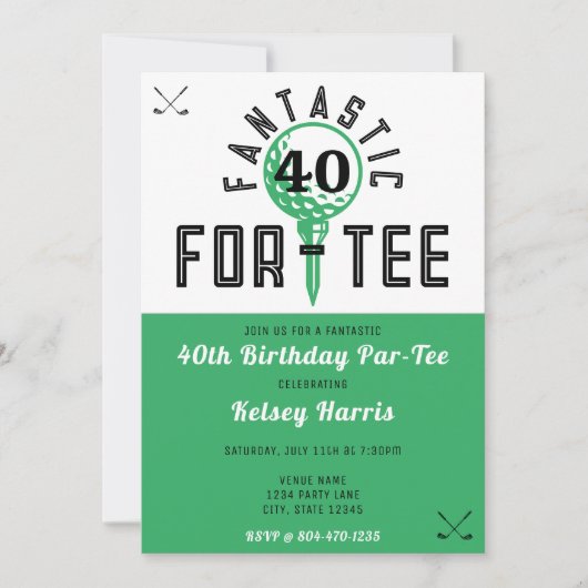 Golfverjaardagsfeest voor 40e Bday-T-shirt Kaart (Voorkant)