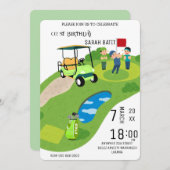 Golfverjaardagsuitnodiging, Golf Par-T-shirt Uitno Kaart (Voorkant / Achterkant)