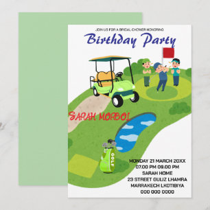 Golfverjaardagsuitnodiging, Golf Par-T-shirt Uitno Kaart