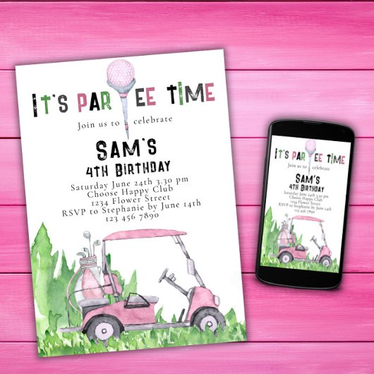 Golfverjaardagsuitnodiging Golfverjaardag Par-t-sh Kaart