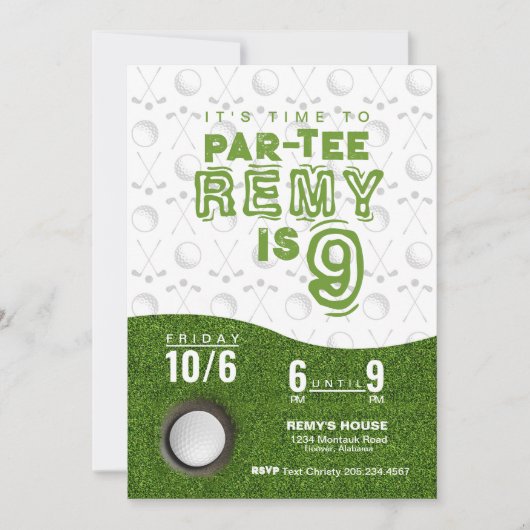 Golfverjaardagsuitnodiging · Par-T-shirt uitnodigi Kaart (Voorkant)