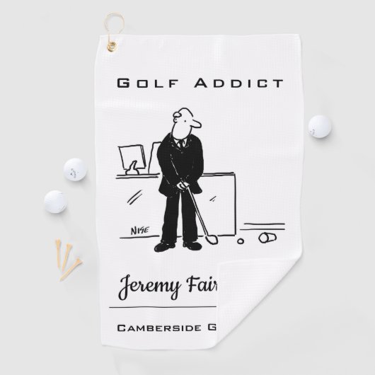 Golfverslaafde - Funny Golf Cartoon Golfhanddoek (Insitu)