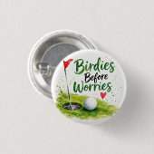 Golfvlag en bal op de golfbaan  ronde button 3,2 cm (Voorkant /achterkant)