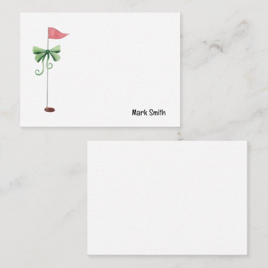 Golfvlag met rood lint met naam notitiekaartje (Voorkant / Achterkant)
