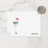 Golfvlag met rood lint met naam notitiekaartje (Voorkant / Achterkant in situ)