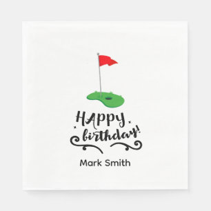 Golfvlag met tekst Gefeliciteerd met je verjaarda Servet