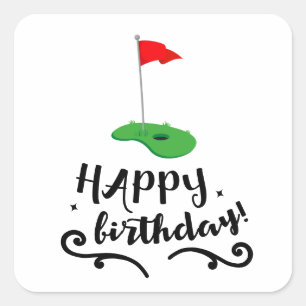 Golfvlag met tekst  Gefeliciteerd met je verjaarda Vierkante Sticker