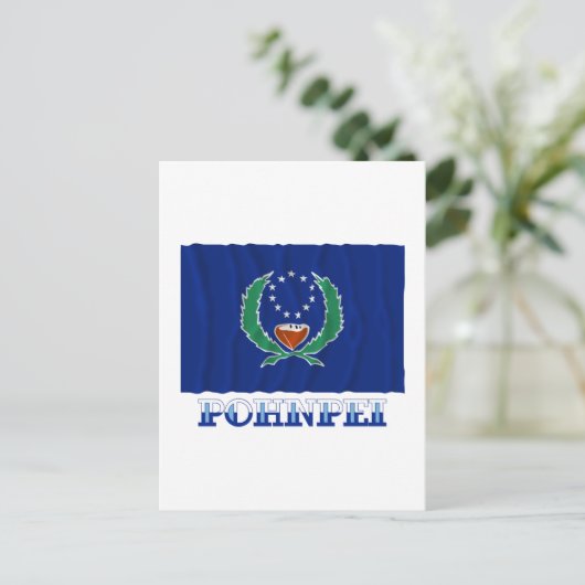 Golfvlag van Pohnpei, met naam Briefkaart (Staand voorkant)