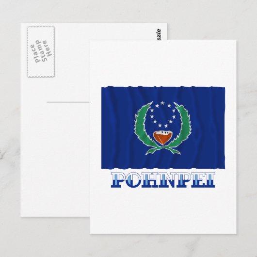 Golfvlag van Pohnpei, met naam Briefkaart (Voorkant / Achterkant)