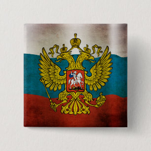Golfvlag van Rusland Vierkante Button 5,1 Cm