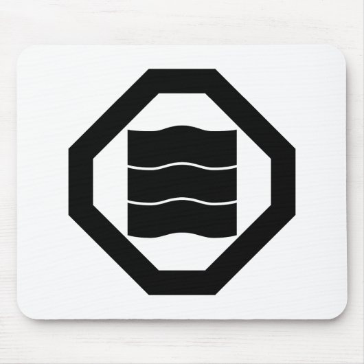 Golfvormige Kanji-tekens voor drie in Oshiki Muismat (Voorkant)