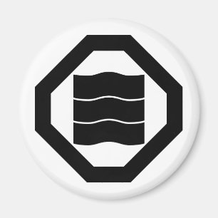 Golfvormige kanji-tekens voor drie op dienblad magneet